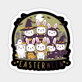 Cute Bunnies in Costumes Easterween Celebration Magnet