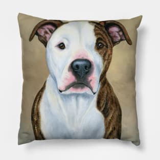 Brindle and White Pitbull Terrier Dog Pillow