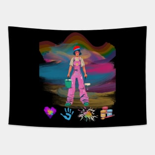 Funny pride painter Tapestry