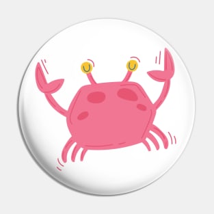 Pink crab in cartoon style Pin