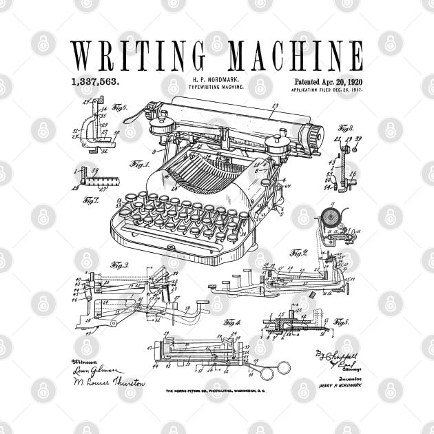 Typewriter Writing Machine Vintage Writer Patent by Grandeduc