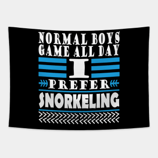 Snorkeling sea coral vacation family boys Tapestry