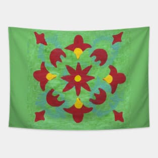 Flower Abstract - Green and Red Tapestry