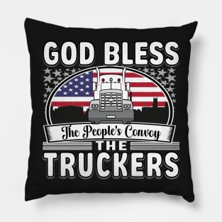 PEOPLES CONVOY US FLAG WASHINGTON DC 2022 WHITE LETTERS Pillow