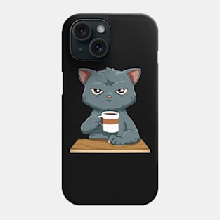 Funny Angry Cat Coffee Lover Feline Morning Animal Phone Case