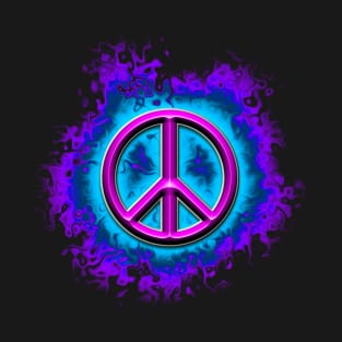 pink fire peace sign T-Shirt