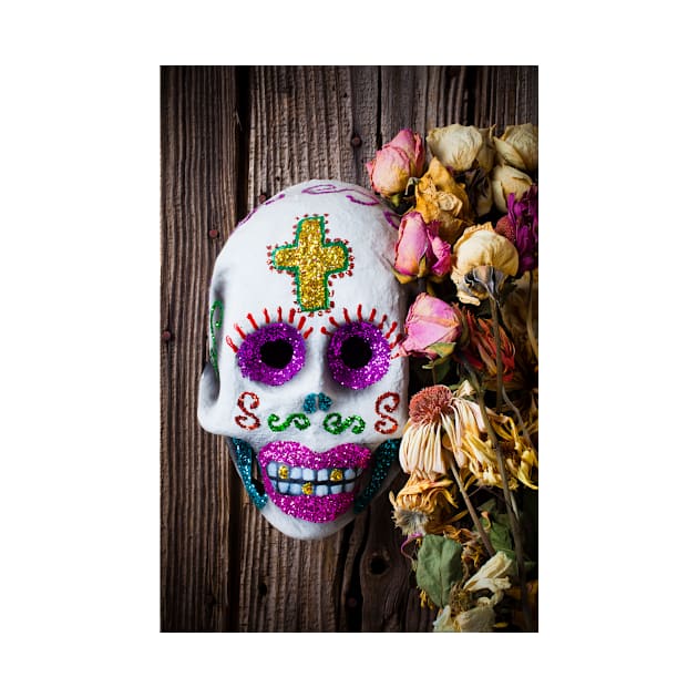 Fancy skull and dead flowers by photogarry