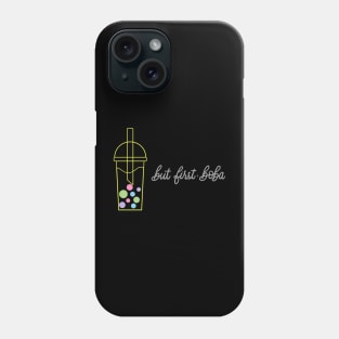 But First, Boba in Rainbow Pastels - Black Phone Case