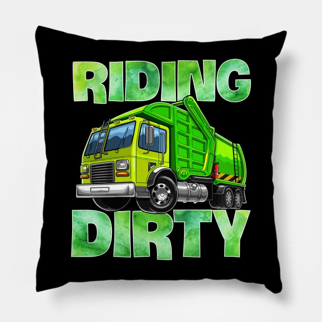 Recycling Trash Garbage Truck T Kids Men Riding Dirty Pillow by ReneeShitd