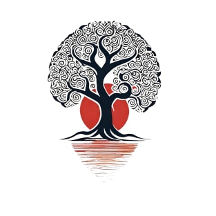 tree design with red sun T-Shirt