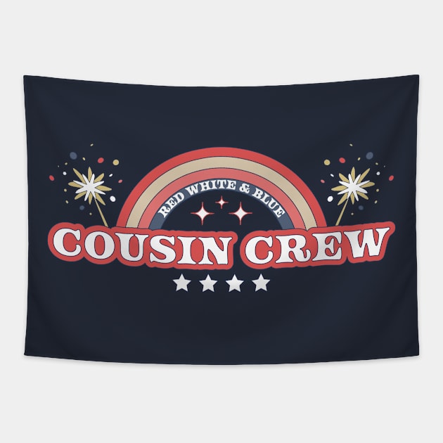 Red White and Blue Cousin Crew 4th of July Tapestry by OrangeMonkeyArt