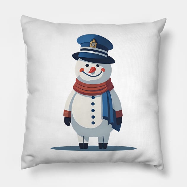 Police snowman Pillow by Virshan