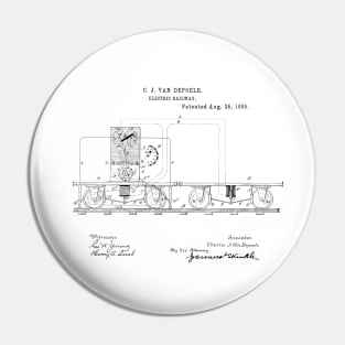 Electric Railway Vintage Patent Hand Drawing Pin