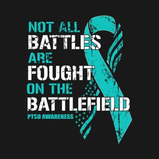 PTSD Awareness Not All Battles Teal Ribbon Mental Health T-Shirt