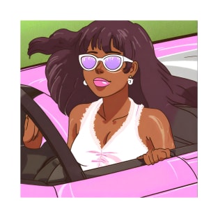 pastel woman in pink car T-Shirt