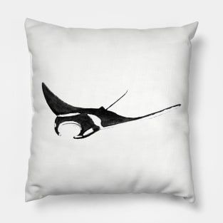 manta ray black version watercolor way Pillow