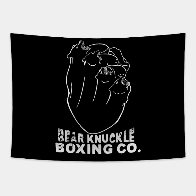 Bear Knuckle Boxing Co. (white on dark colors) Tapestry by RobKingIllustration