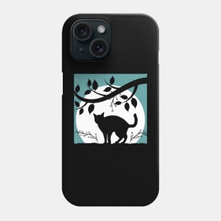 Silueta De Gato Bajo La Luna Phone Case