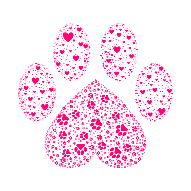 Pink Animal Paw with Hearts by Designs_by_KC