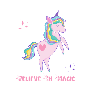 Believe In magic Unicorn, Stars, Heart T-Shirt