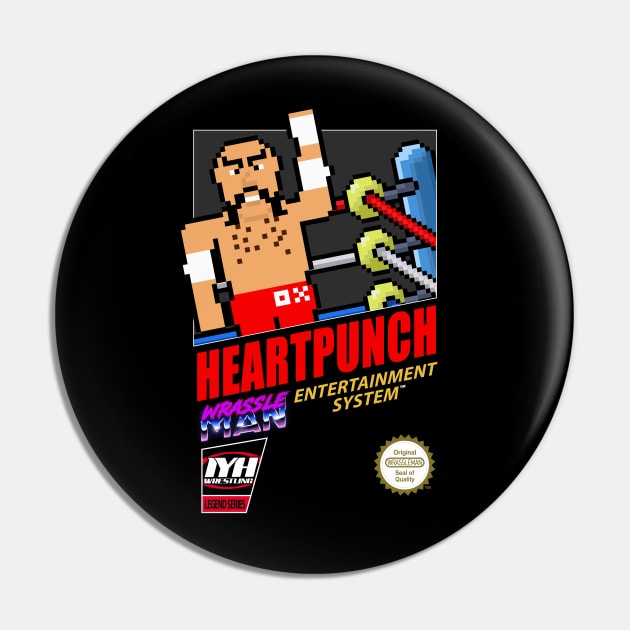 Wrassleman 8-Bit Retro Gaming Pro Wrestling: Heart Punch Pin by IYHWrestling