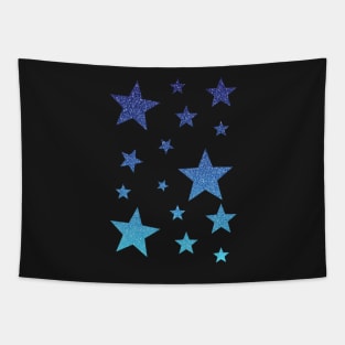 Blue Ombre Faux Glitter Stars Tapestry