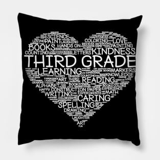 Third Grade Word Heart T-Shirt 3rd Grade Student Teacher Pillow