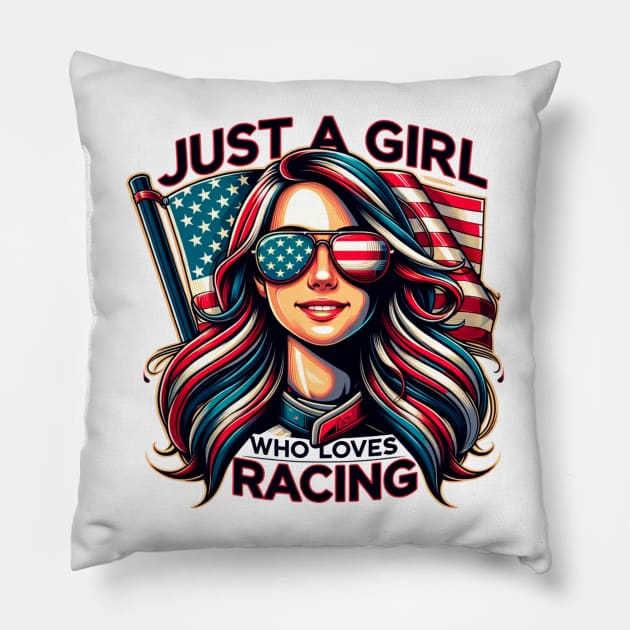 Just a Girl who Loves Racing Pillow by SOUDESIGN_vibe
