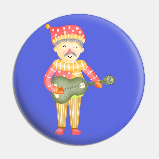 Cute santa claus boy playing guitar Pin by Onanong art design shop.