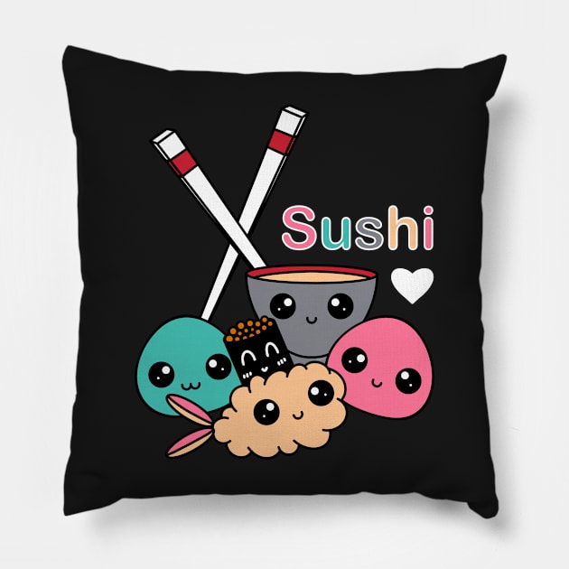 Cute Sushi Pattern Pillow by panco