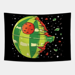 Funny watermelon Spaceship summer fruit design Tapestry