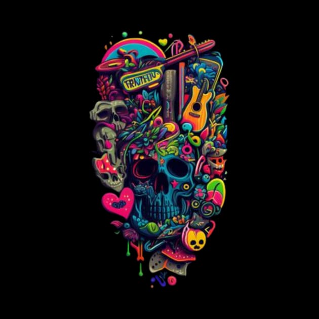 Colorful Skull by stars