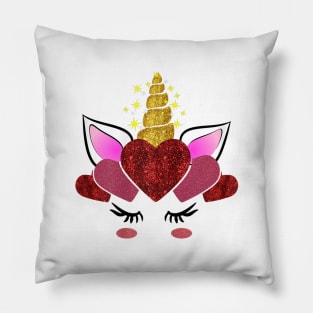 Cool Cute Unicorn Face Valentine’s Day Hearts Shirt Pillow