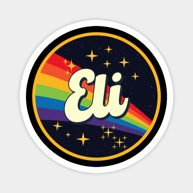 Eli // Rainbow In Space Vintage Style Magnet by LMW Art