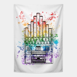 Church Organ Rainbow Colours Organist Musician Tapestry