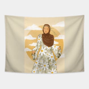 Hijabi Daisy Girl Tapestry