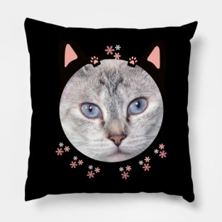 Kitty in rosa with blue eyes Pillow
