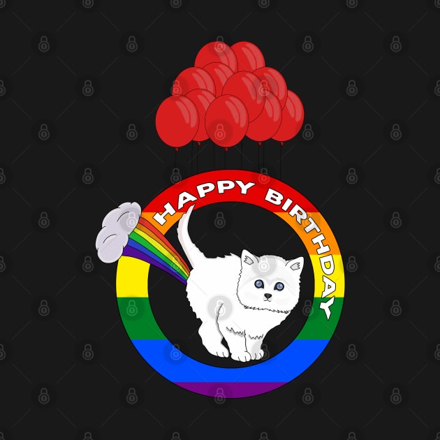 Happy Birthday - Funny Cat Fart Rainbow by DiegoCarvalho