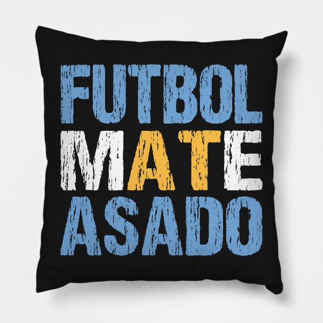 Futbol Mate Asado Argentinian Flag Argentina Distressed Pillow by Nirvanibex