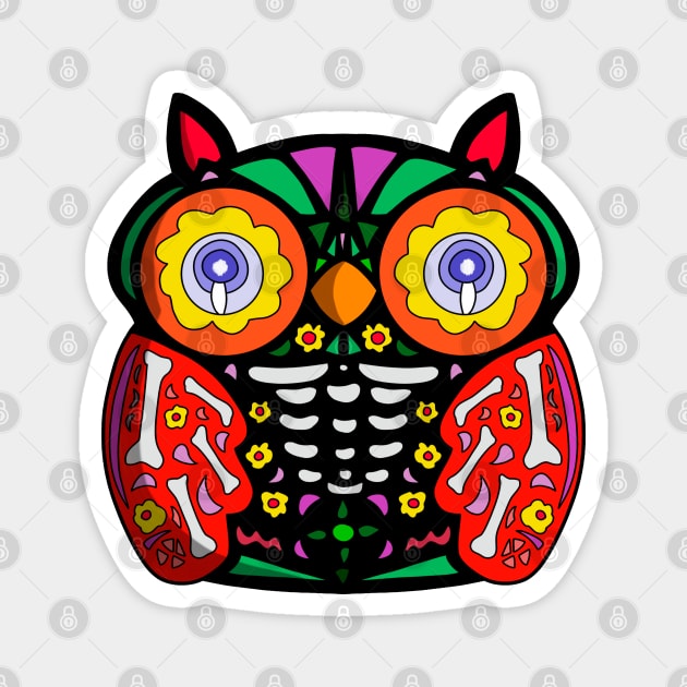 Sugar Skull Owl Magnet by DiegoCarvalho