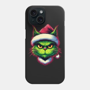 Cute Cat as The Grinch on Christmas Phone Case