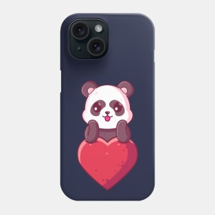 Cute Panda with big love. Gift for valentine's day with cute animal character illustration. Phone Case