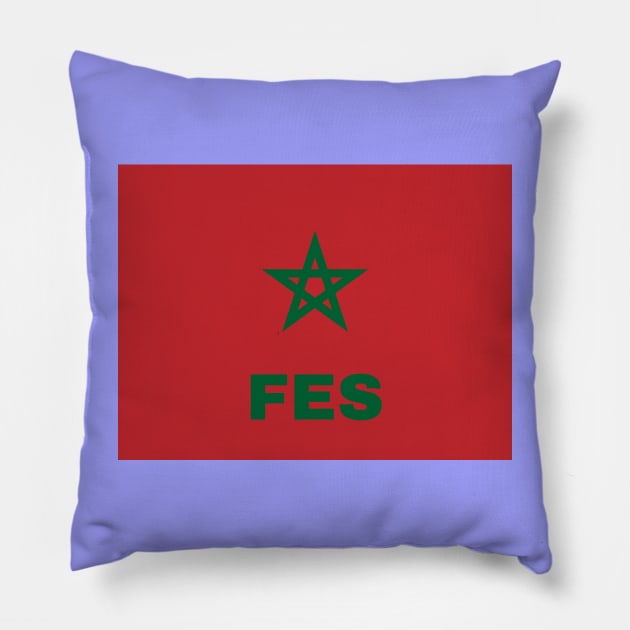 Fes City in Moroccan Flag Pillow by aybe7elf