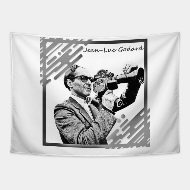 Jean-Luc Godard in Black and White Frame Concept Tapestry by Mysimplicity.art