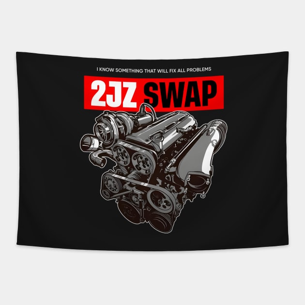 Supra Engine 2JZ Tapestry by Rflectionart