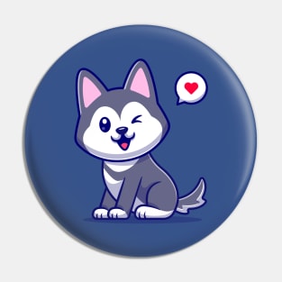 Cute Husky Dog Cartoon Vector Icon Illustration Pin