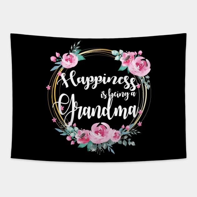 Happiness Is Being A Grandma Floral Tapestry by LiFilimon