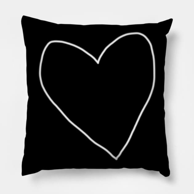 Minimal White Heart Line Drawing Pillow by ellenhenryart