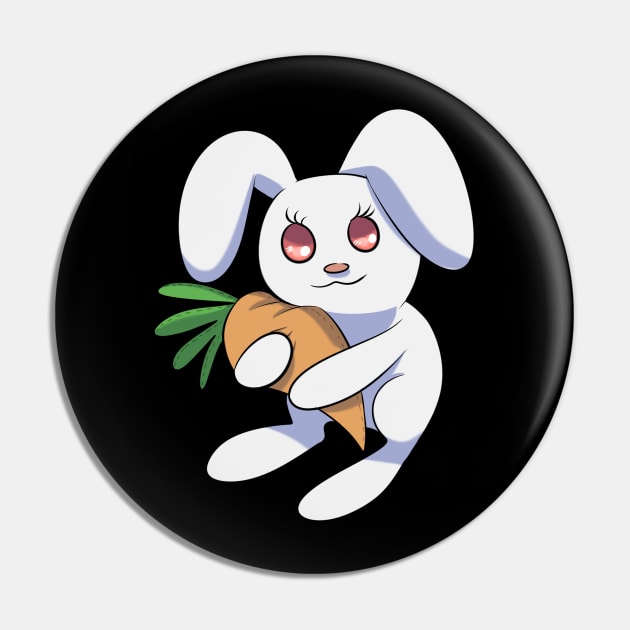 Cute Bunny Rabbit Hugging a Carrot Pin by Colored Stardust