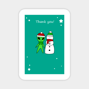 Thank You - Alien and Snowman Magnet